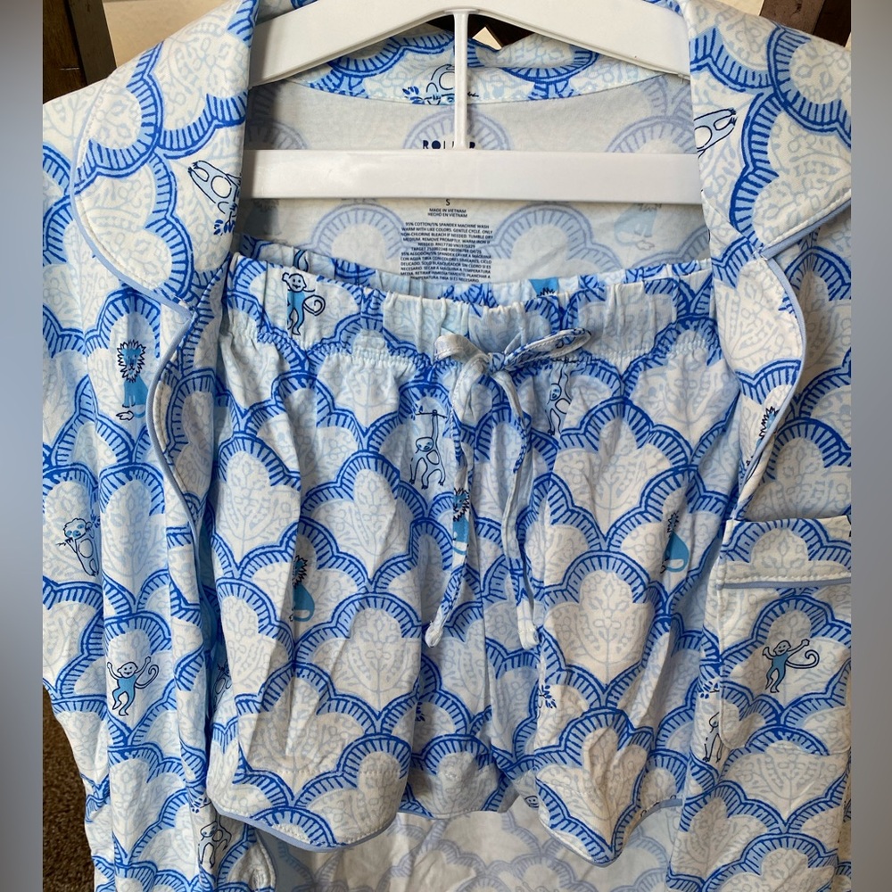 Roller Rabbit Blue and White Pajama Set - Picture 2 of 5